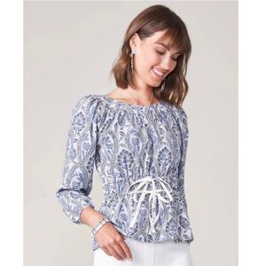 (NWT $128) Spartina 449 Colette Blouse Bellinger Arbor Denim size L